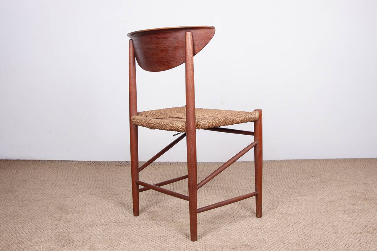 6 Danish chairs in teak and sea rush, model 316 by Peter Hvidt 1960.