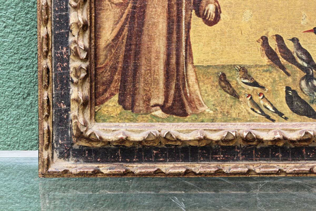 Reproduction Braun & Cie, Saint Francis of Assisi, carved wooden frame