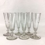 Suite of 6 champagne flutes in old glass