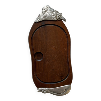 Beef cutting board vintage wood metal