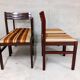 4 chaises vintage en bois et tissu années 70