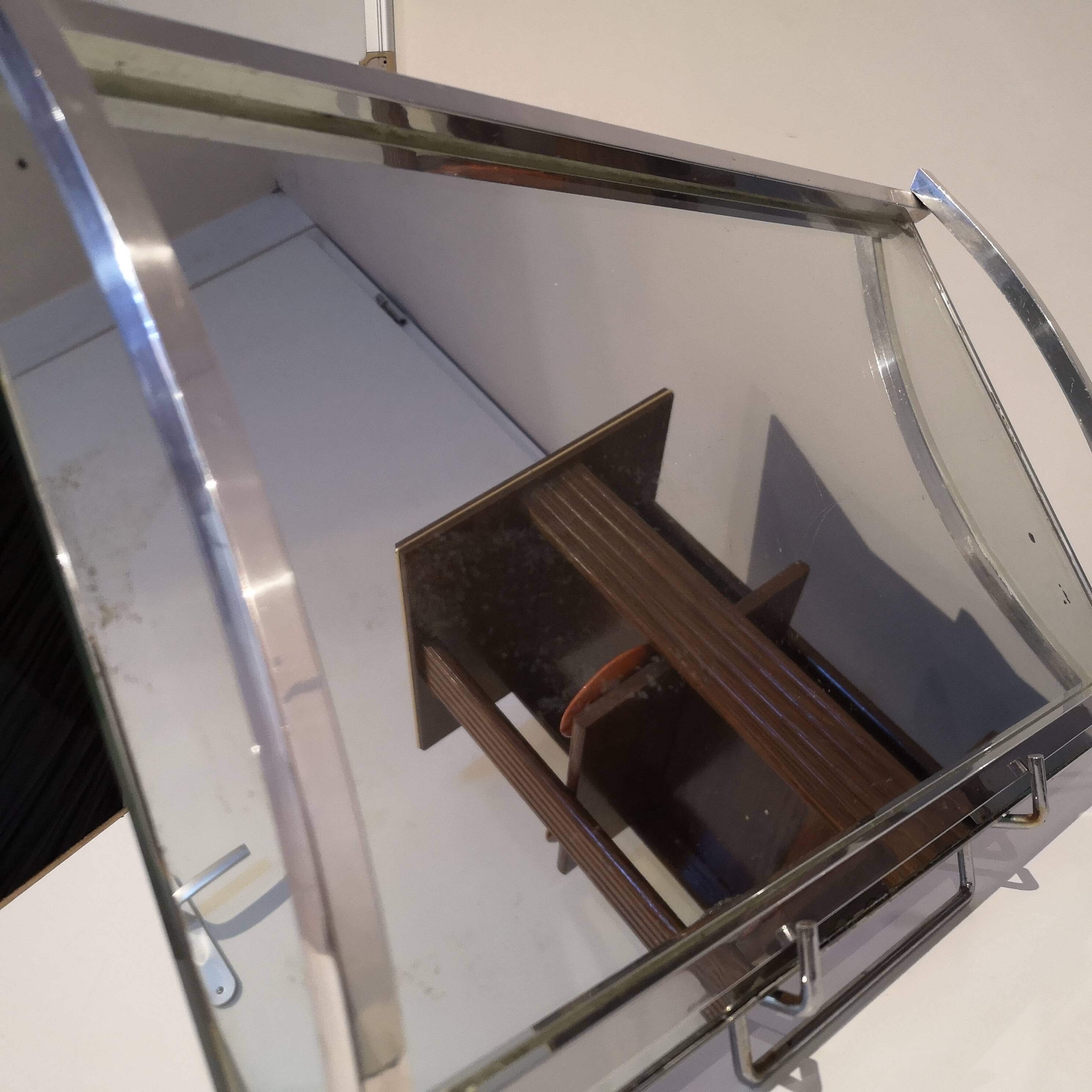 DLG Adnet Modernist Art Deco Glass and Chromed Brass Serving Tray