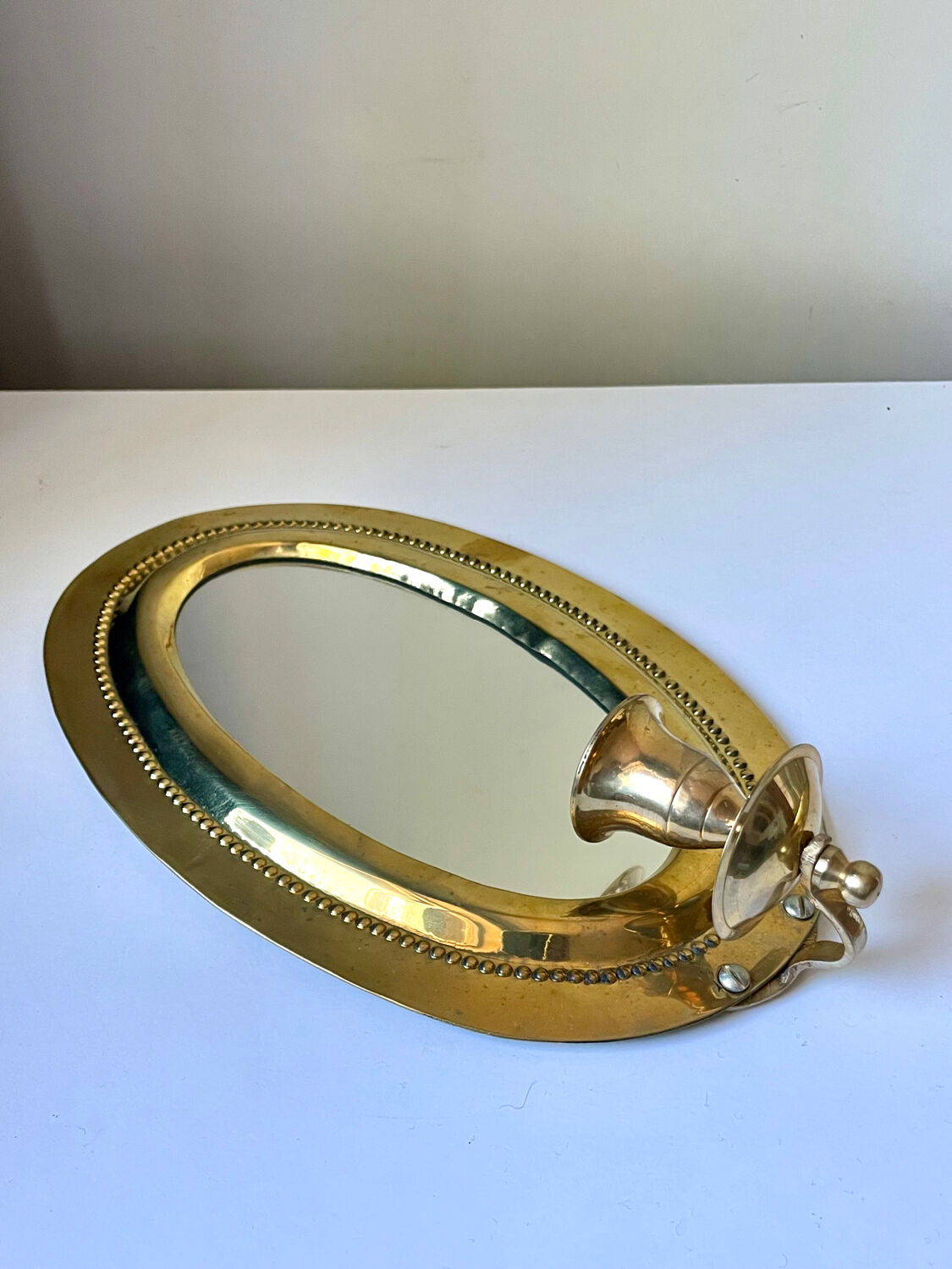 Vintage  Brass Wall mirrored Candle Sconce