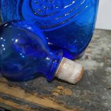 XXL cobalt blue bottle with embossed bird