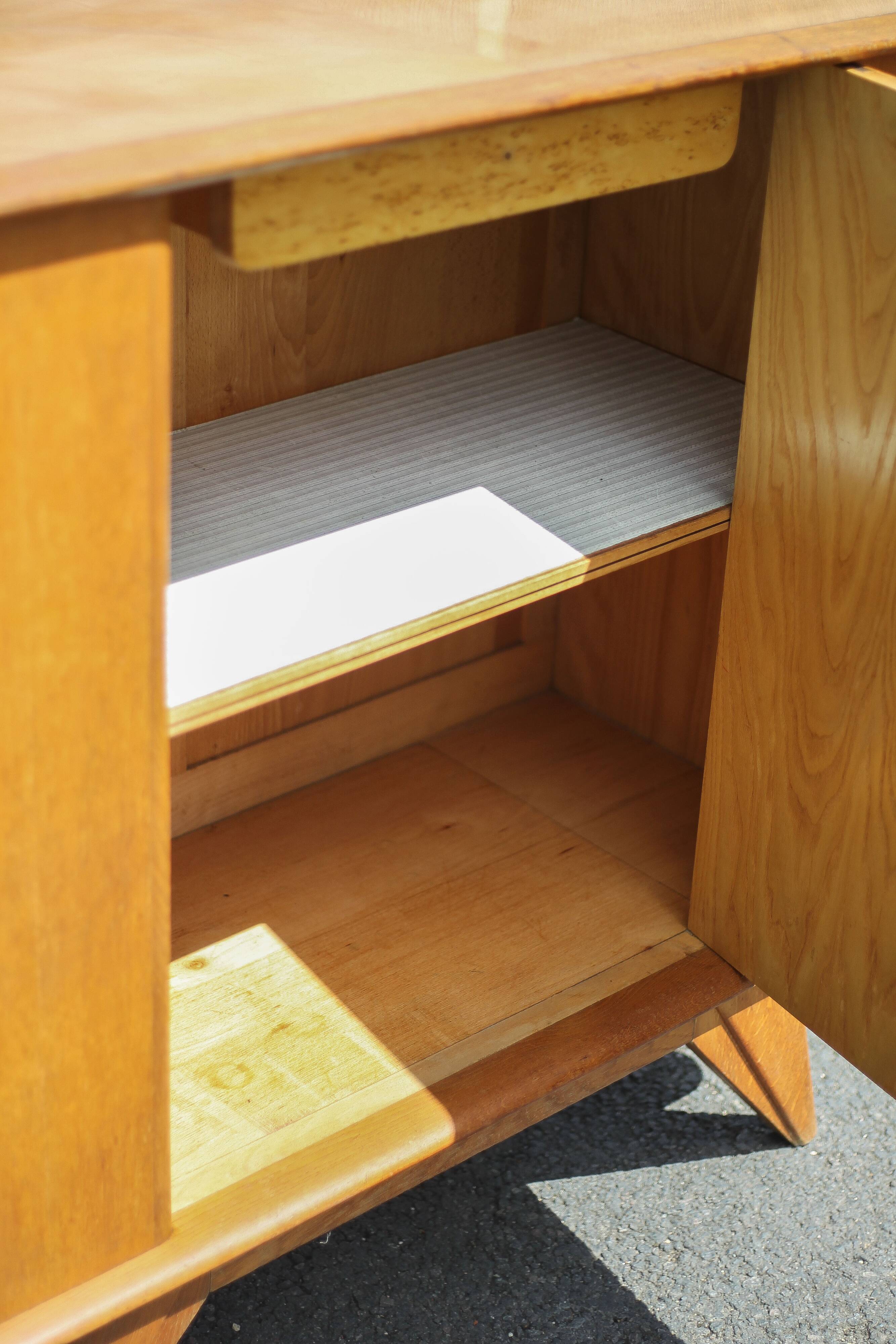 Vintage wooden sideboard, 1-door sideboard with compass feet, storage unit, small chest