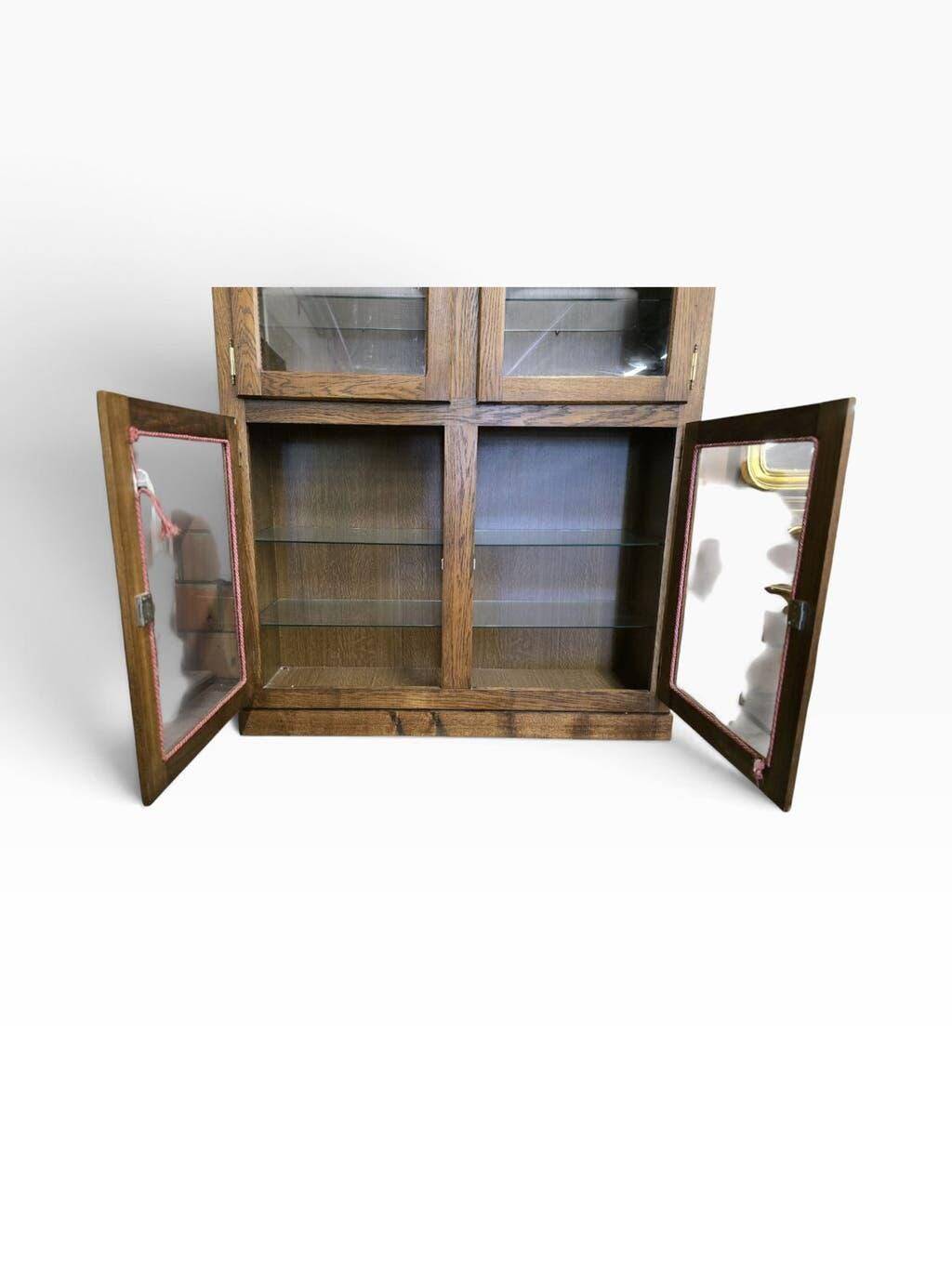 Robust vintage wooden display cabinet