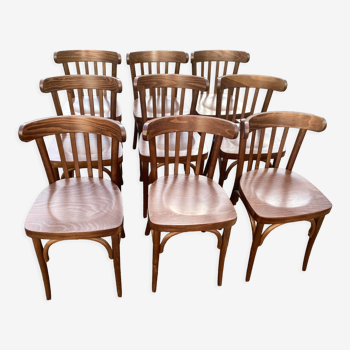 Set de 9 chaises bistrot vintage vernies