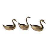 Trio of zoomorphic brass swan empty pockets