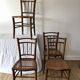 set of 4 bistro chairs in turned wood and canework stamped early 20th century