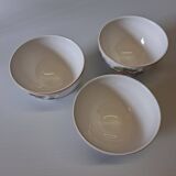 Set of 3 faceted earthenware bowls with decoration in good condition.