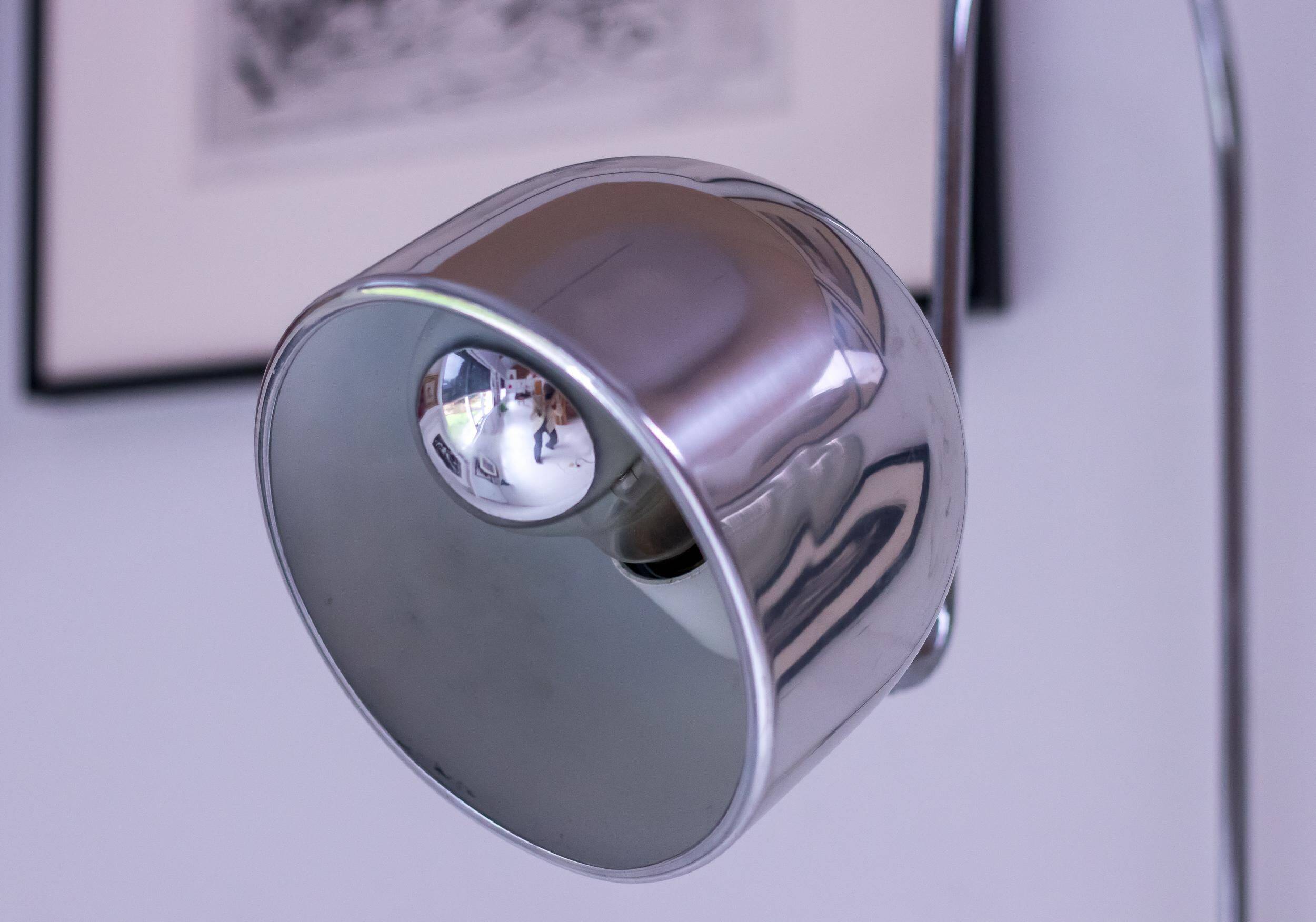 Stilnovo Wall Lights polished chrome lampshade Italian from the mid-20th century.