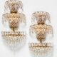 Paire de grandes appliques en laiton et cristal c. 1940s (57 cm)
