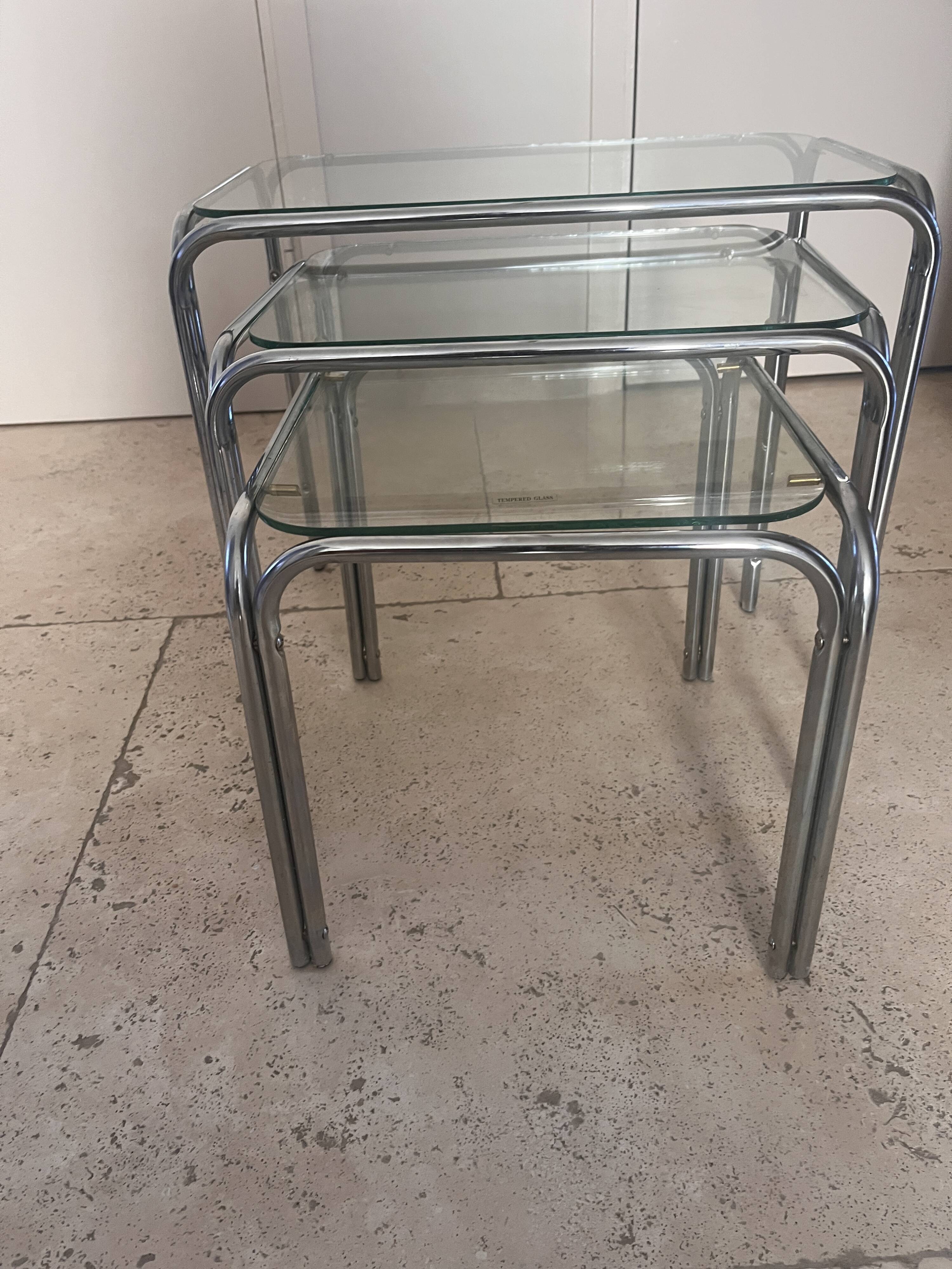 chrome nesting tables from the 1970s
