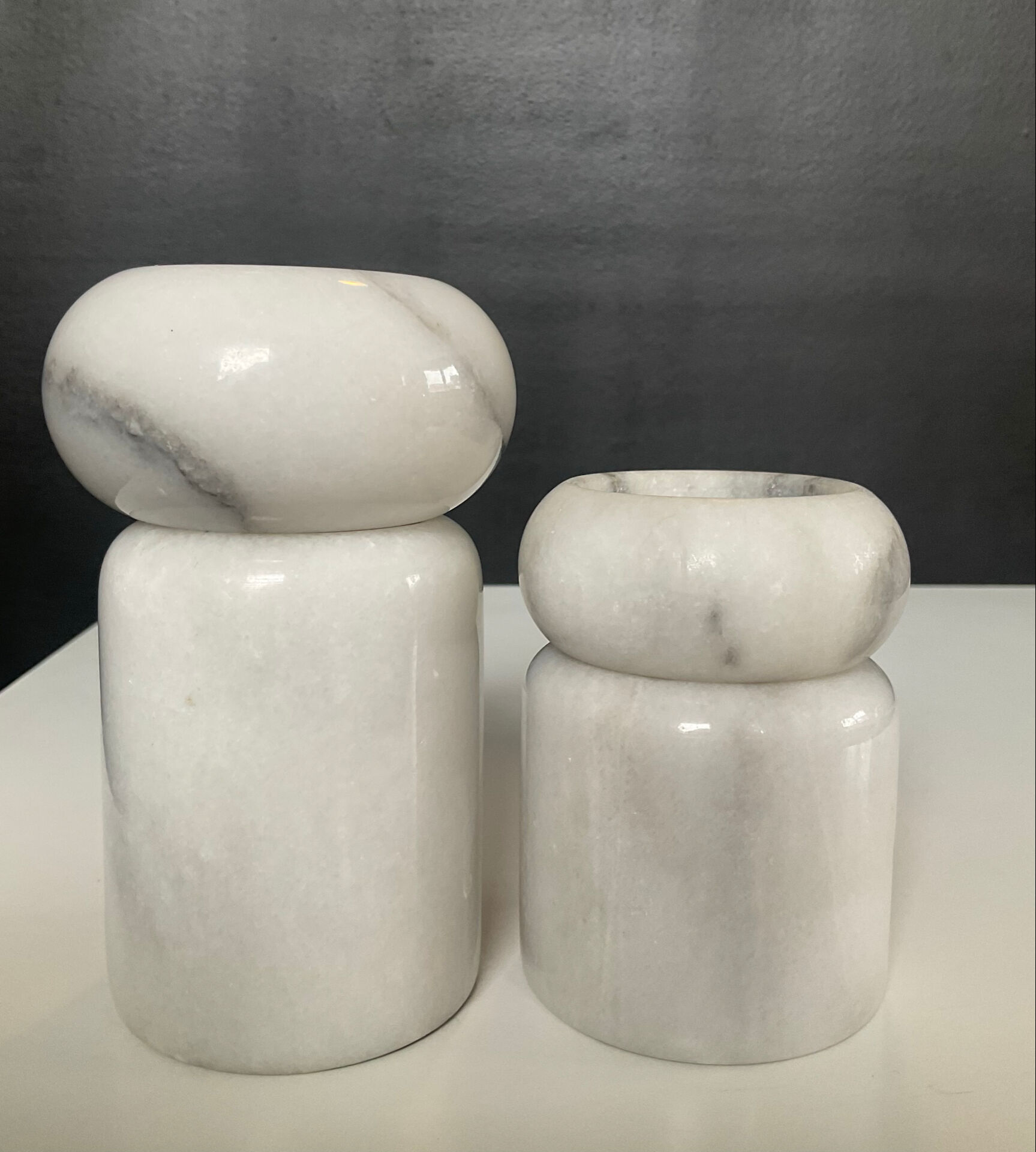 Set of 5 vintage marble candlesticks