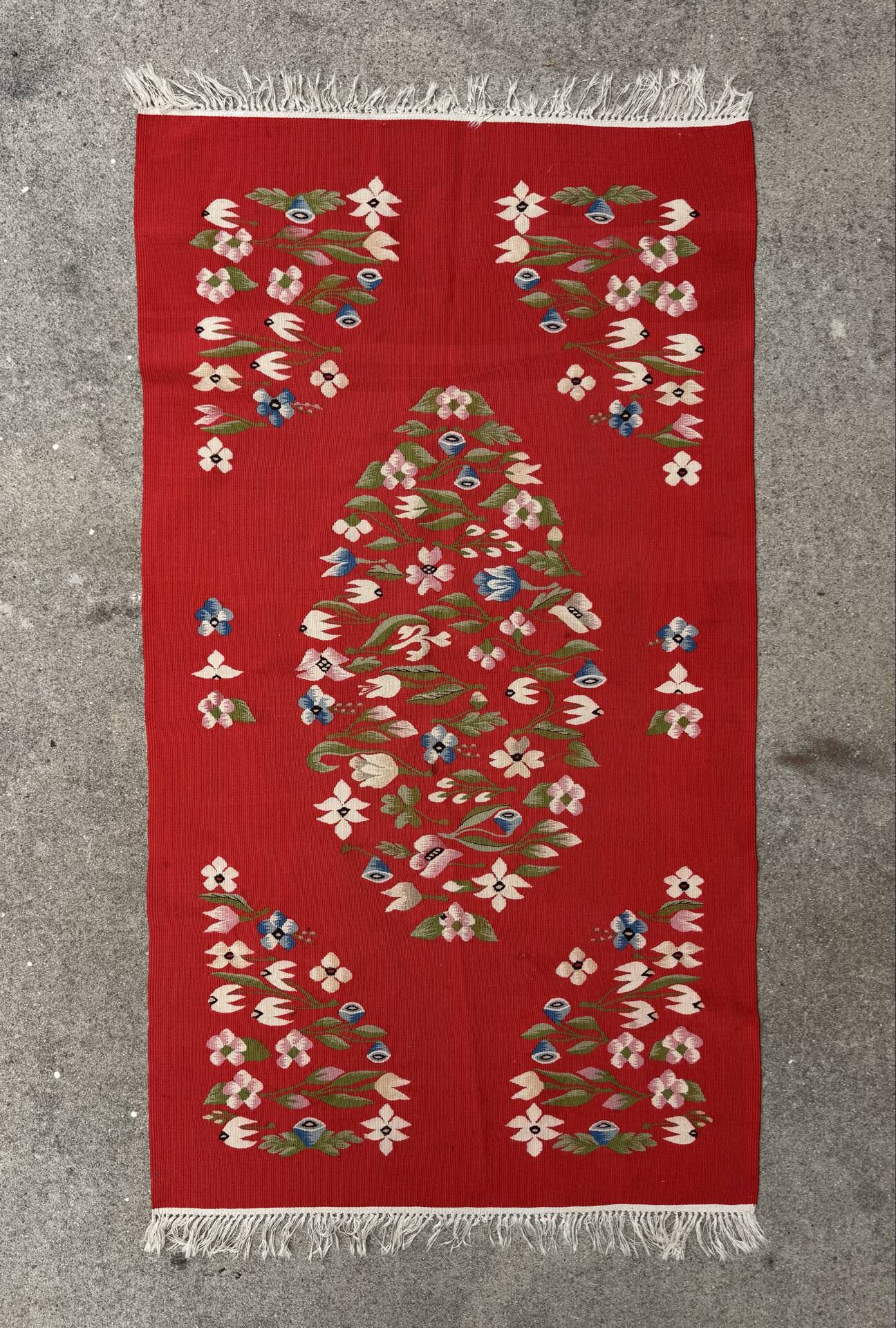 Romanian kilim rug from the 1950s