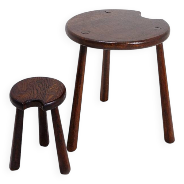 Ensemble de 2 tables tripodes brutalistes