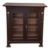 Antique low display cabinet with two glass doors,