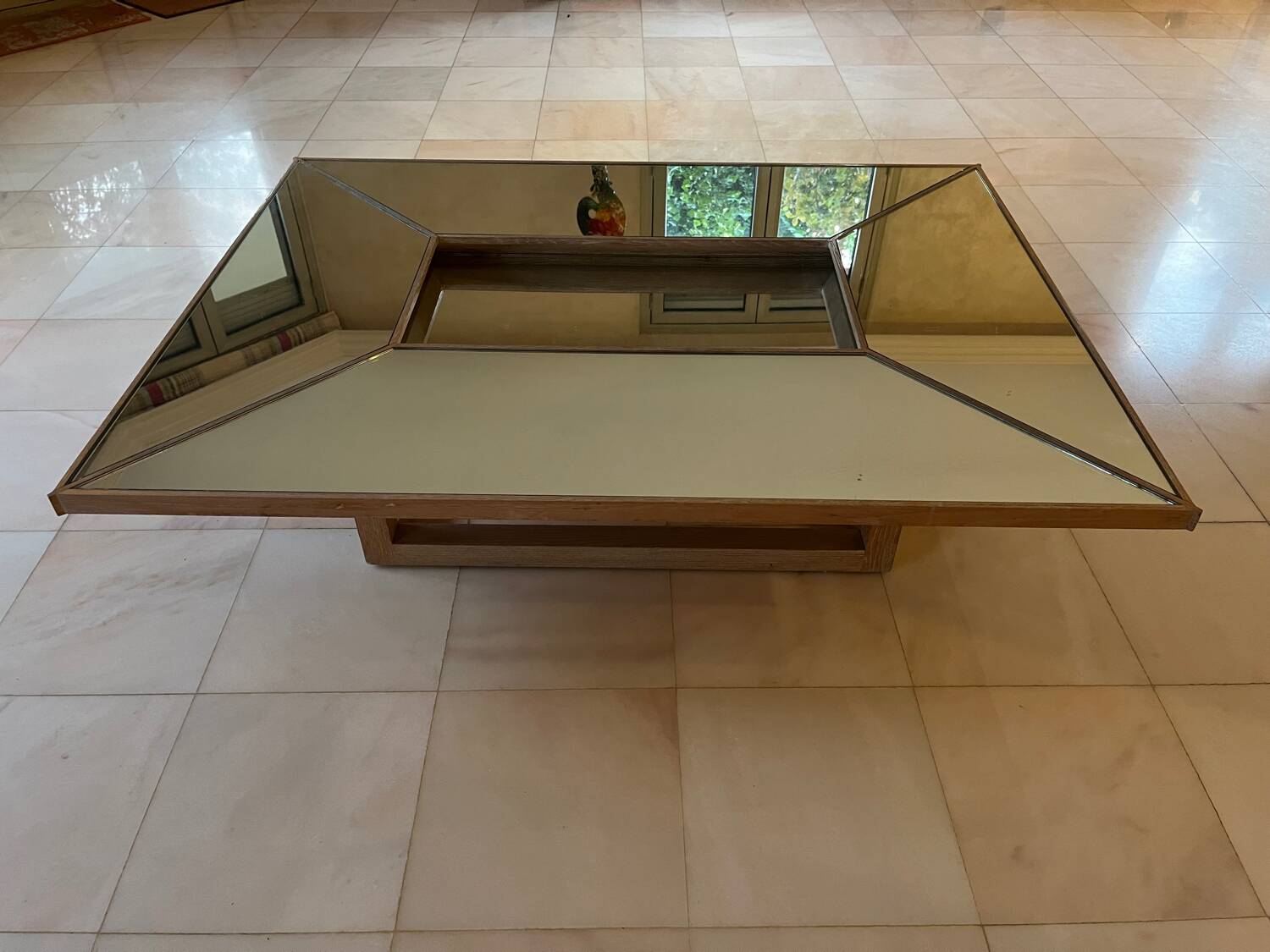 Oak and glass coffee table