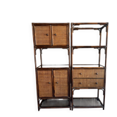 Vintage rattan shelving unit