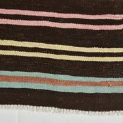 Striped Pattern Brown Kilim Runner Rug, 75x315Cm