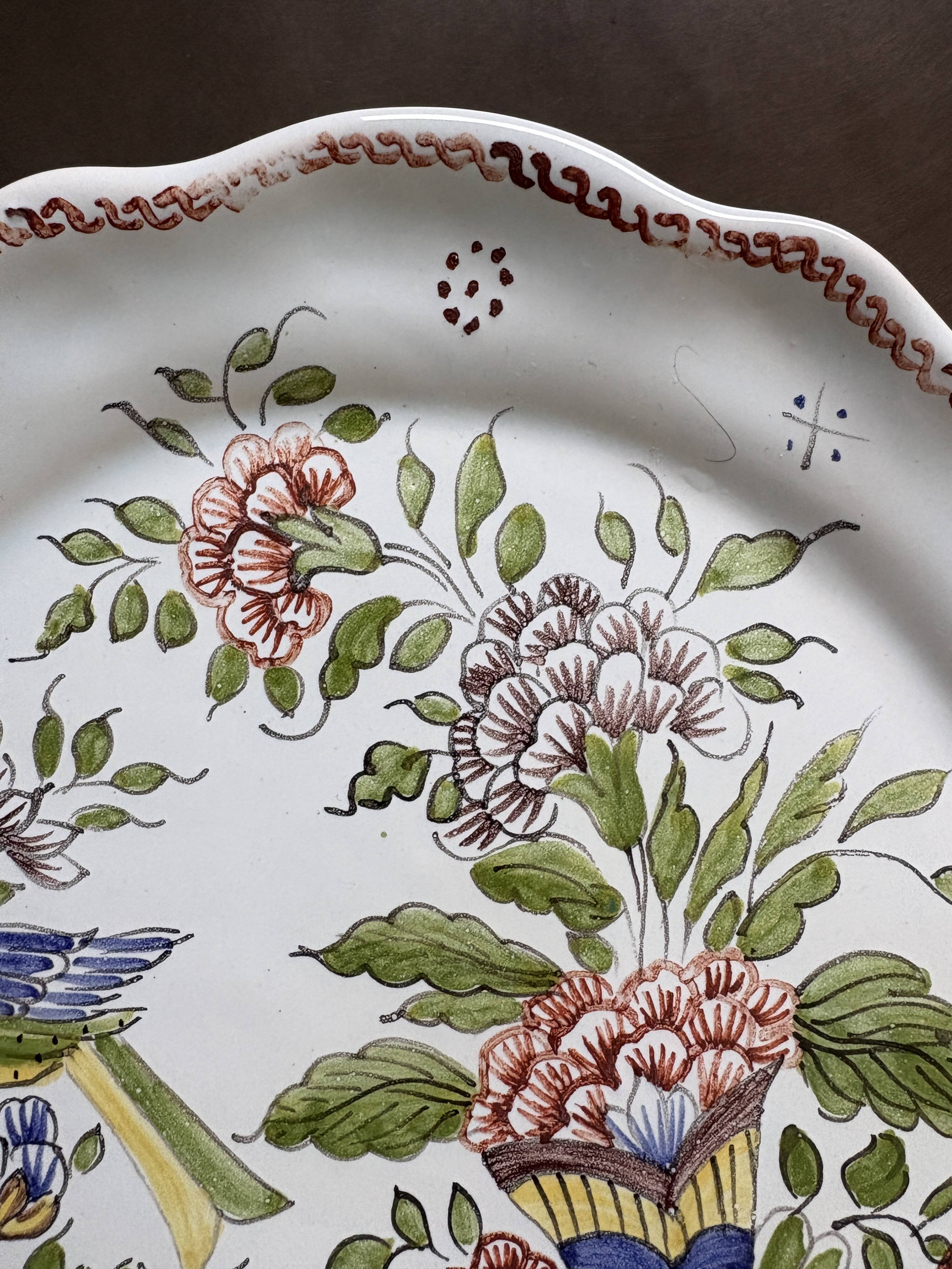 Hand-painted Rouen porcelain plate