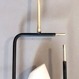 Maison Lunel pendant lamp in black metal, gilded brass and opaline 1960.