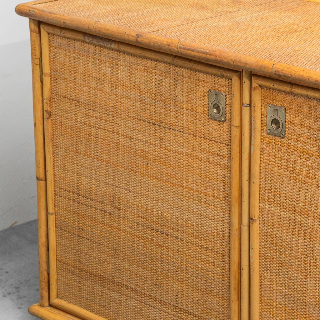Bamboo and rattan sideboard 1970s vintage modernism