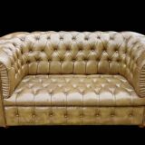 Canapé Chesterfield 2 places en cuir vert
