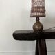vintage lamp in pyrite sandstone and wool lampshade, La borne 1970