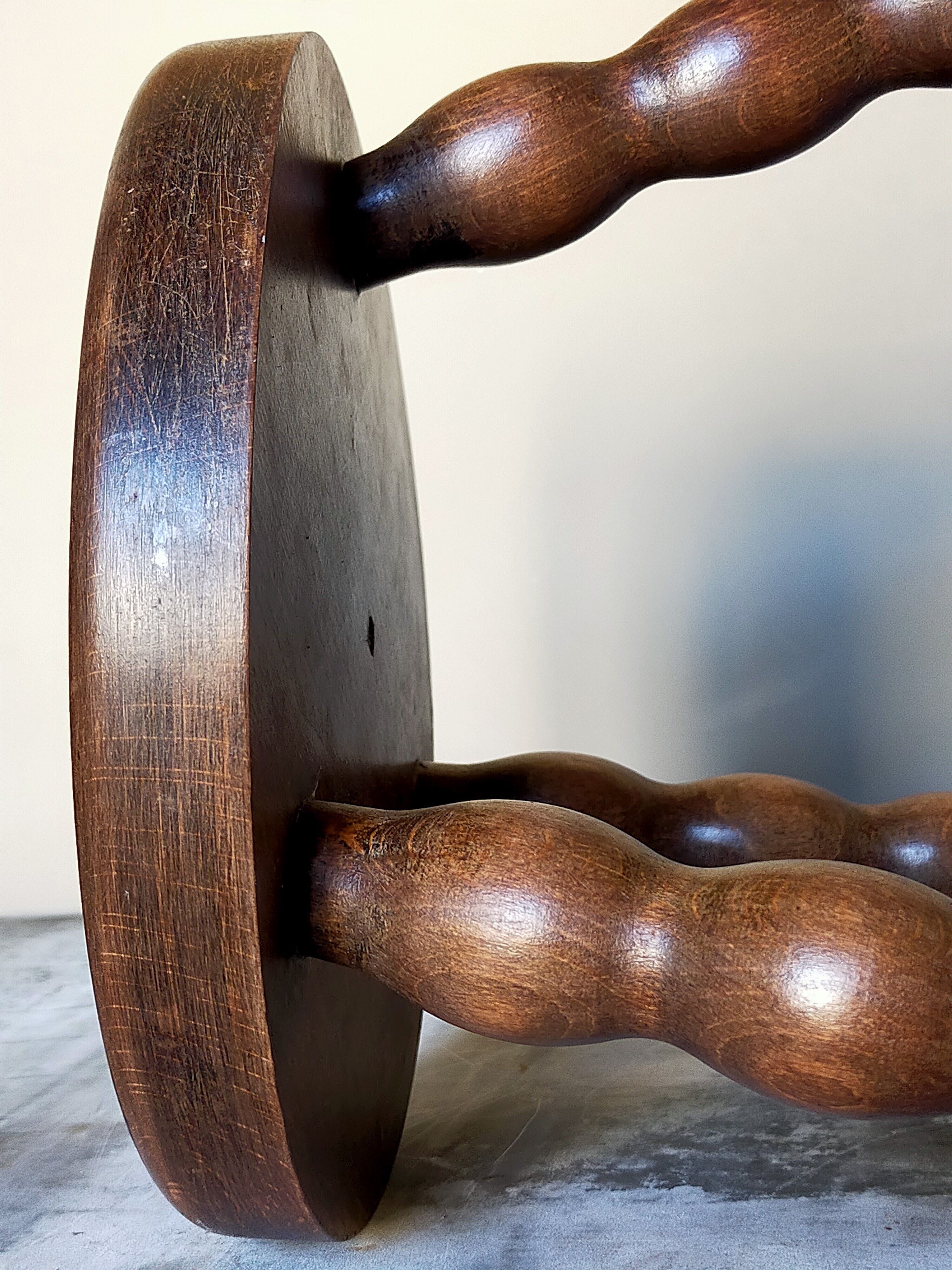 Vintage solid-turned wood tripod tripod