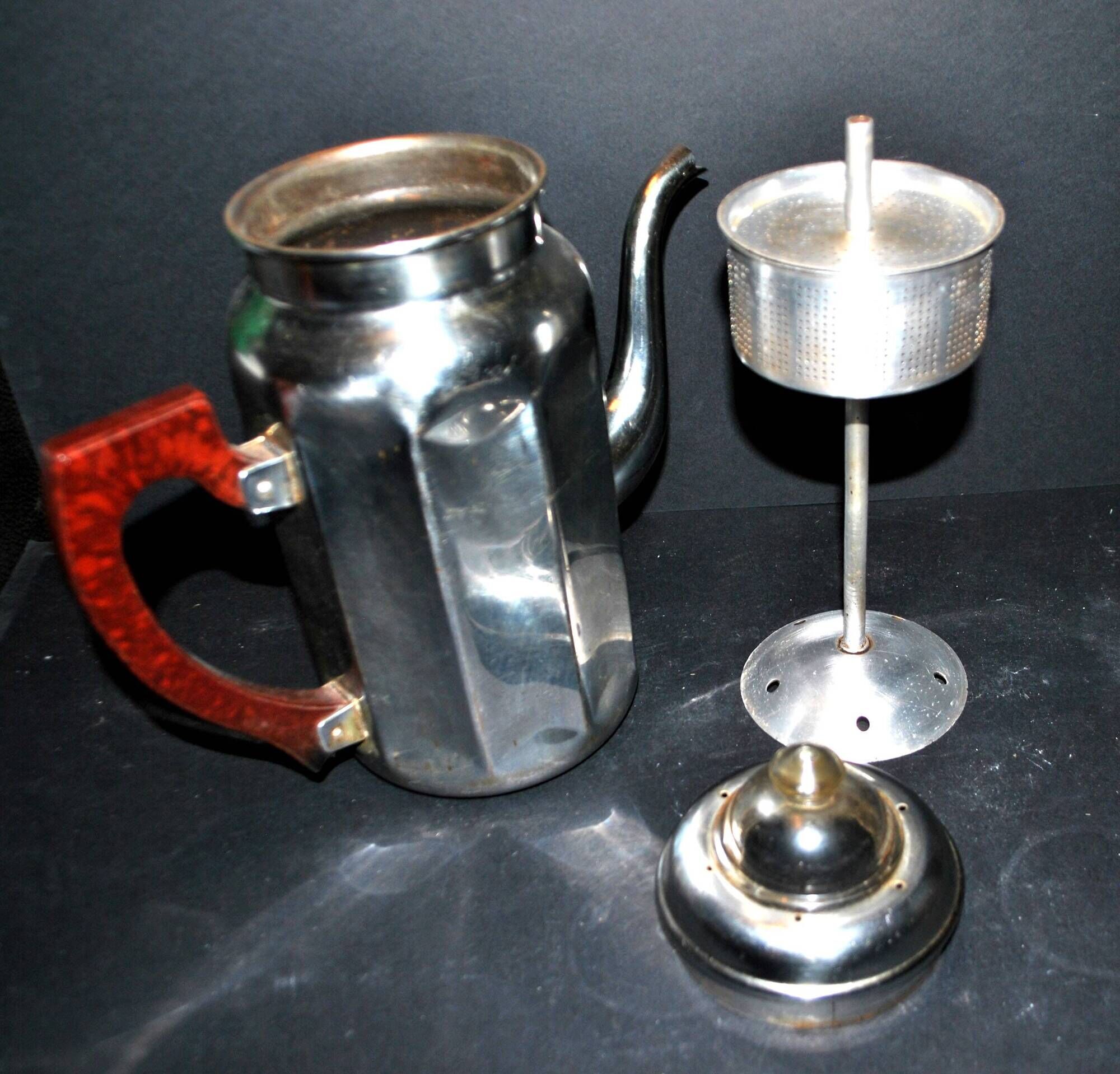 Vintage percolator coffee maker in chrome-plated copper and bakelite 1950 ADB brand