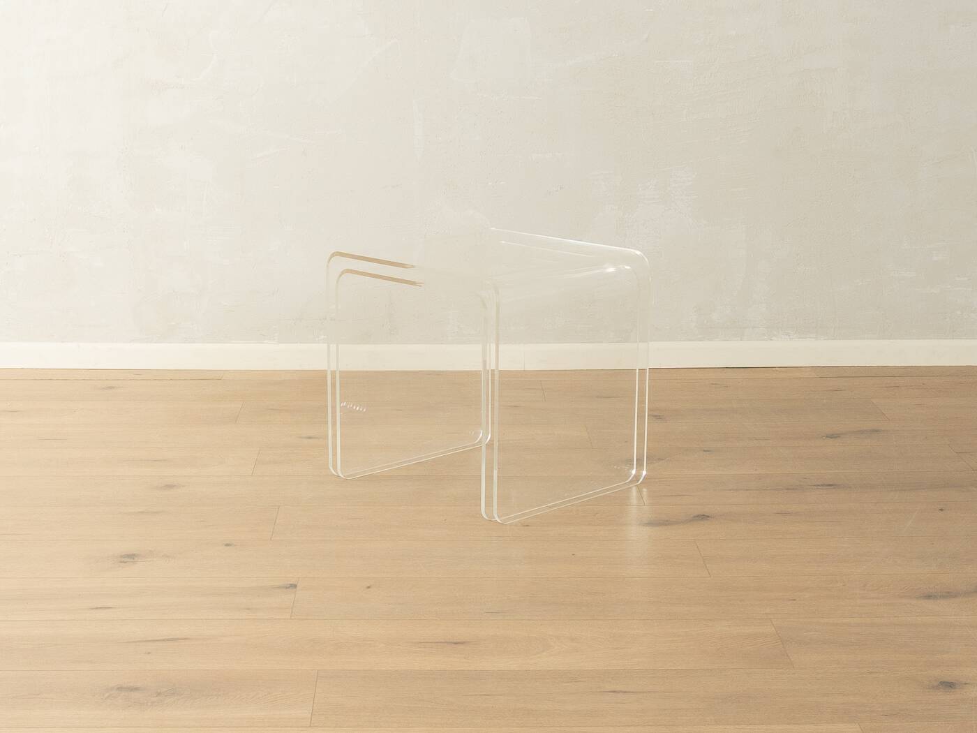 Minimalist side tables made of transparent acrylic glass, Space Age style, 1970s, set of 2