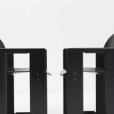 Chaises de salle à manger en cuir noir Dialogo par Afra et Tobia Scarpa pour B&B Italia