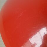 Italian pendant lamp rises & falls in red & orange lacquered metal, circa 1970
