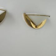 Pair of vintage wall lights, brass and opaline glass, Italy 1970
