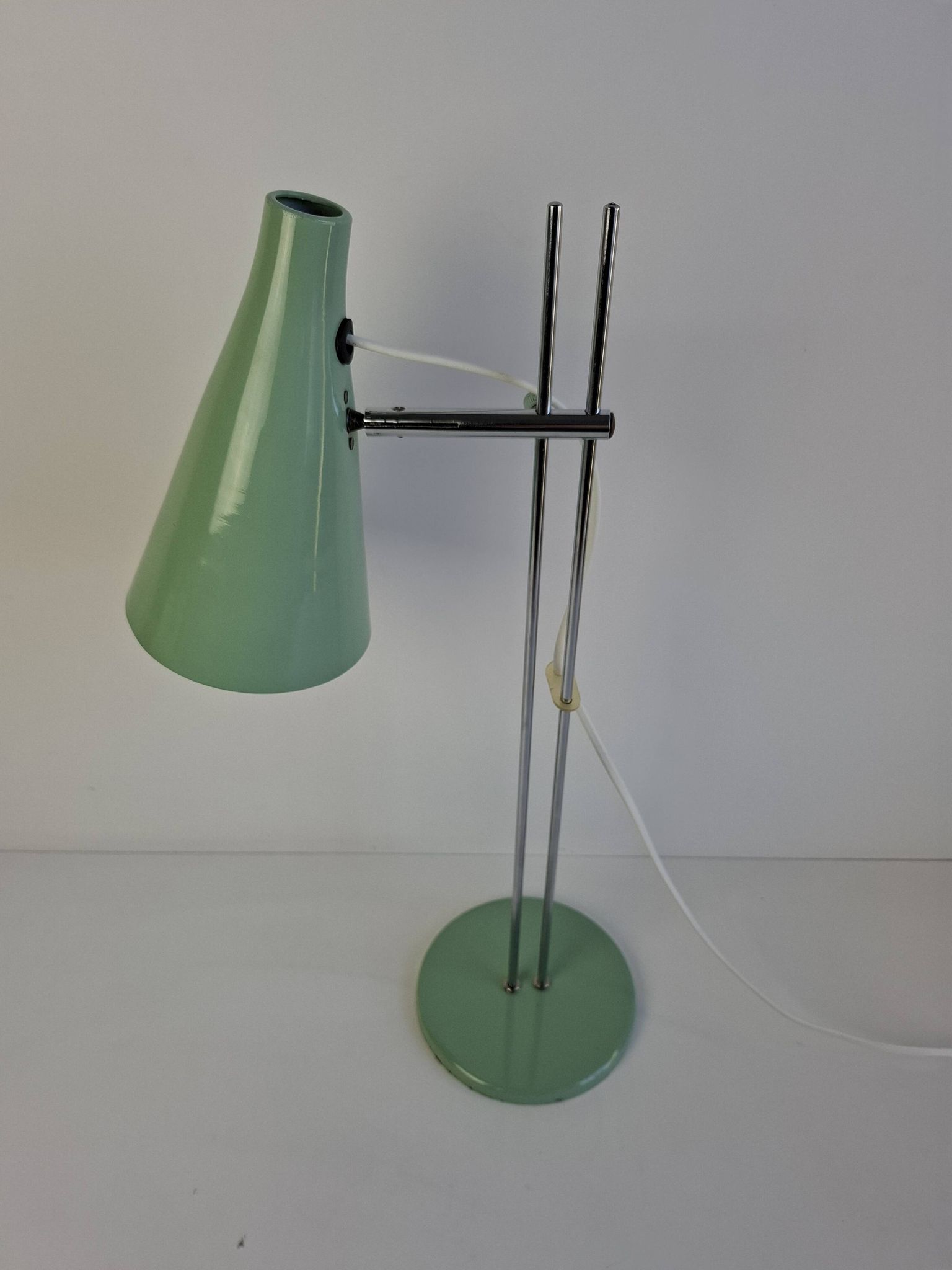 Josef Hůrka for Lidokov Midcentury Modern Table Lamp in Green Metal