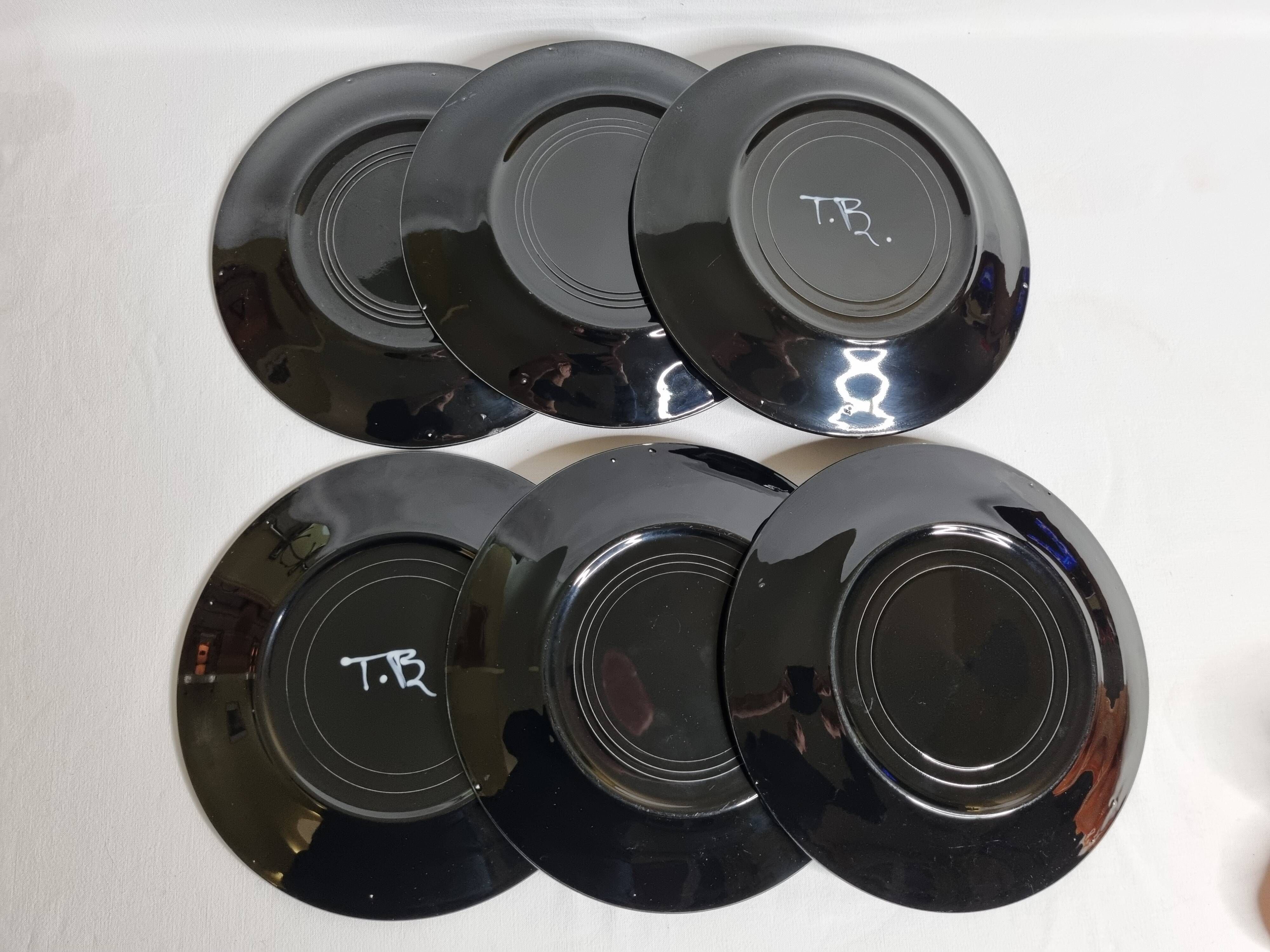 Set of 6 vintage plates with fish decoration after Robert Picault, 1960, 24 cm