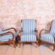 Biedermeier Lounge Chairs in Oak, Spruce and Walnut, Austria, 1830s, Set of 3