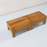 Paire de tables de chevets ou basses Regain orme verni