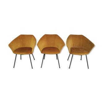 Set of 3 vintage cocktail armchairs to restore