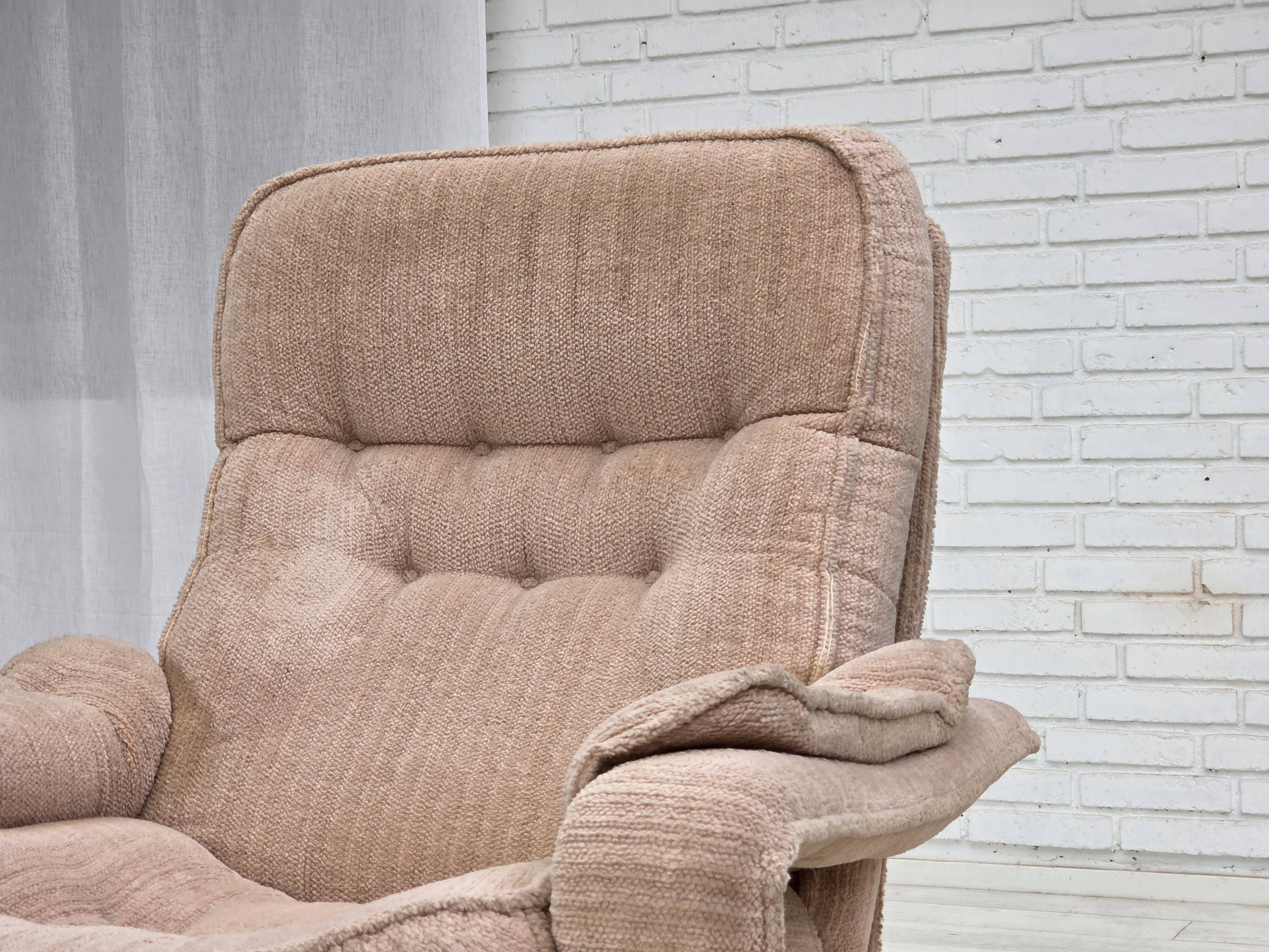 1970s, Danish swivel armchair, beige furniture fabric.