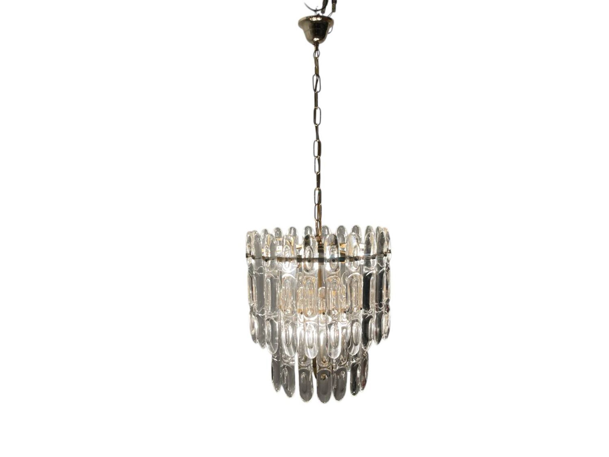 Lustre en cristal et laiton des années 1970