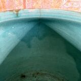 Cache-pot en céramique signé Orchies – France, émaillé bleu et vert