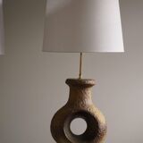 Modern Danish ceramic table lamp, large sizes, green/brown colours, 1960s.