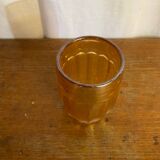 6 verres gobelets vintage en verre orange irisé