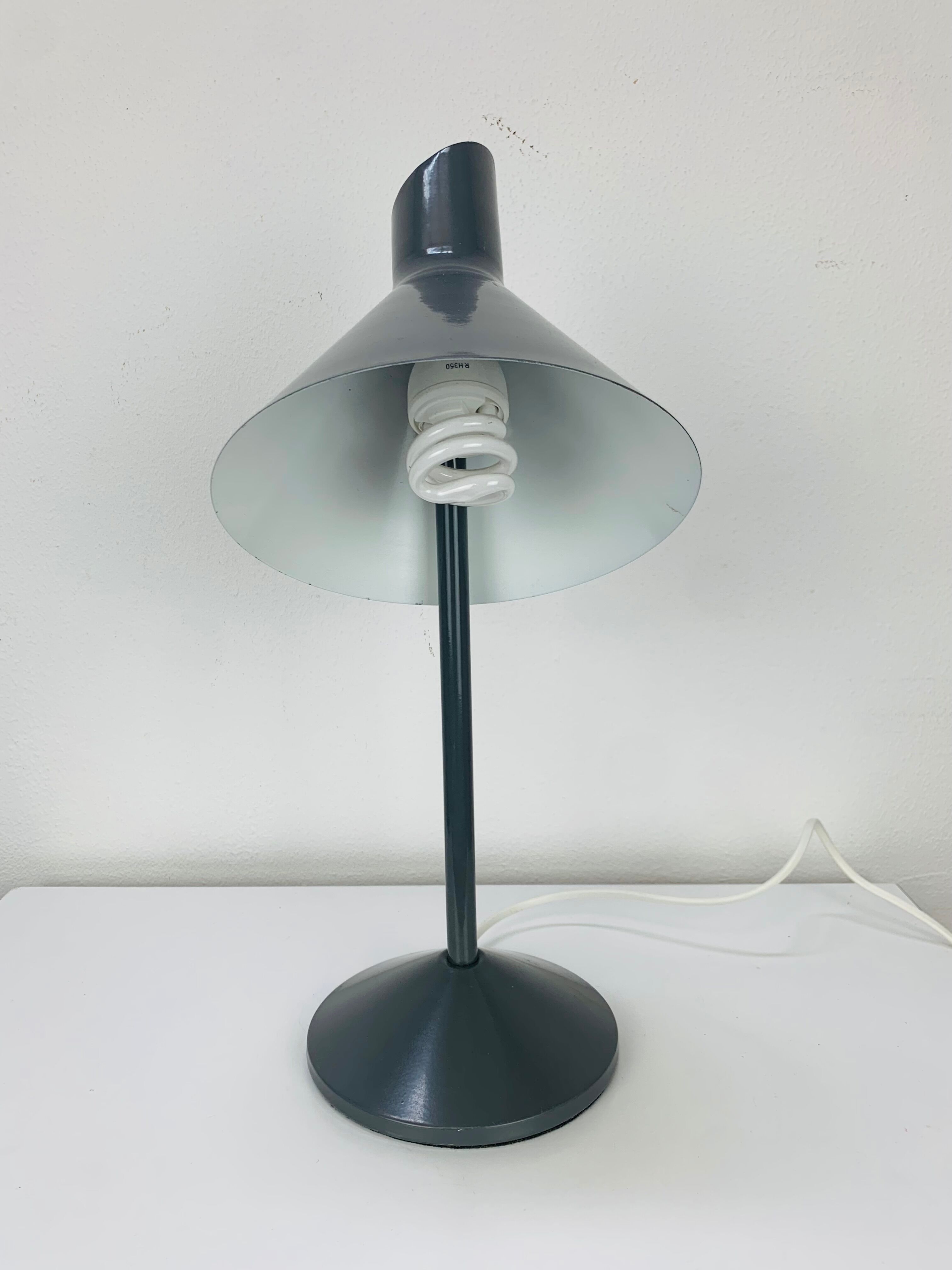 Gray metal desk lamp from the 2000s