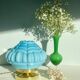 Lampe à poser globe vintage art déco en opaline bleue