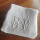 Old very large linen sheet monogrammed BF