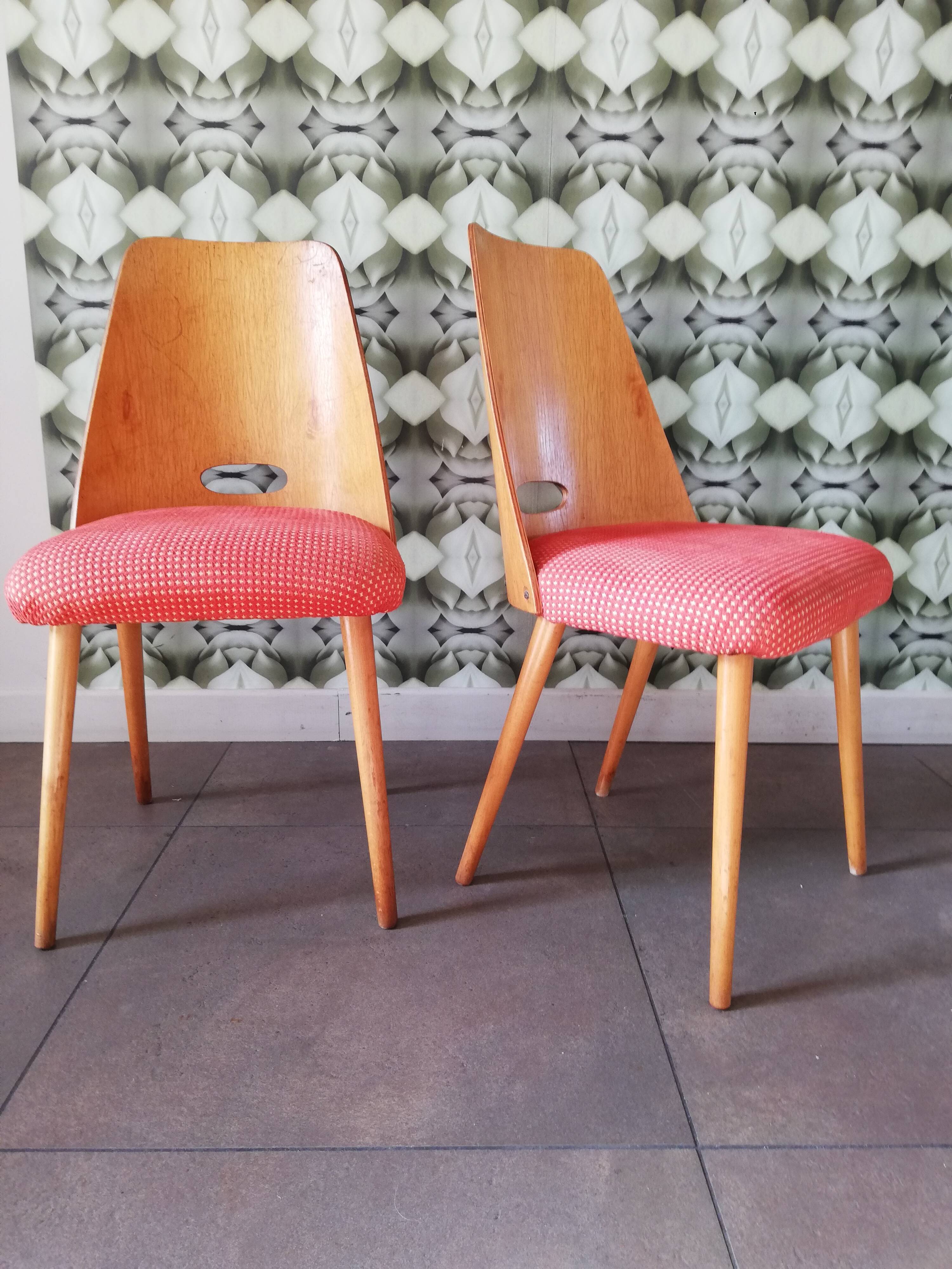 2 Vintage chairs Antonin Suman, Art Deco, Czechoslovakia 1960