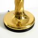 Large 1960s brass column-style table lamp with frosted glass globe